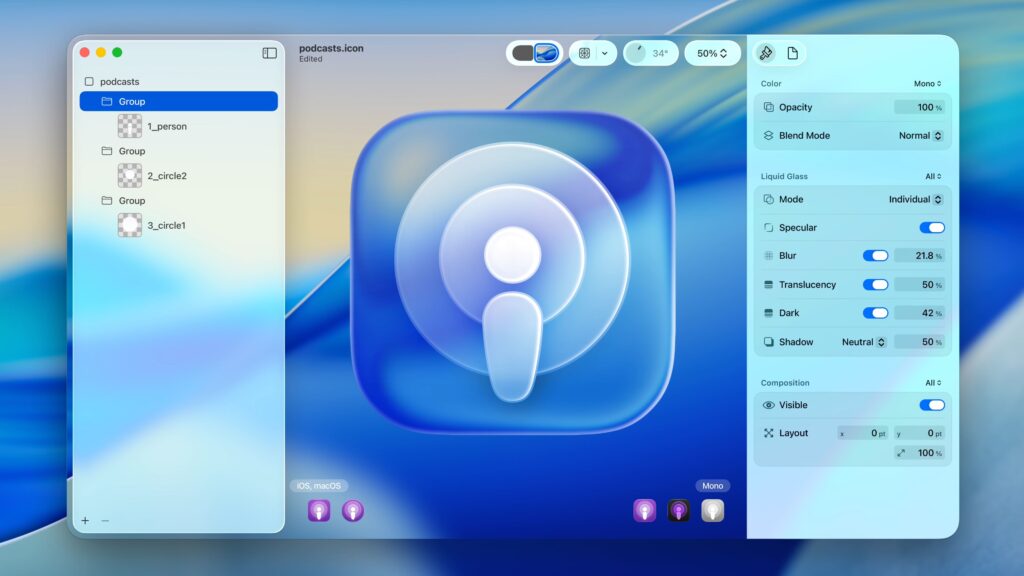 Apple potencia la creatividad de los desarrolladores con nuevas herramientas inteligentes y un diseño revolucionario | Apple WWDC25 Liquid Glass Icon Composer