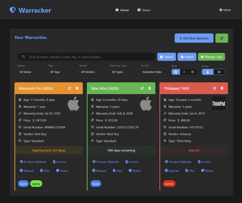 Administración de Sistemas. Inicio | Warracker opensource