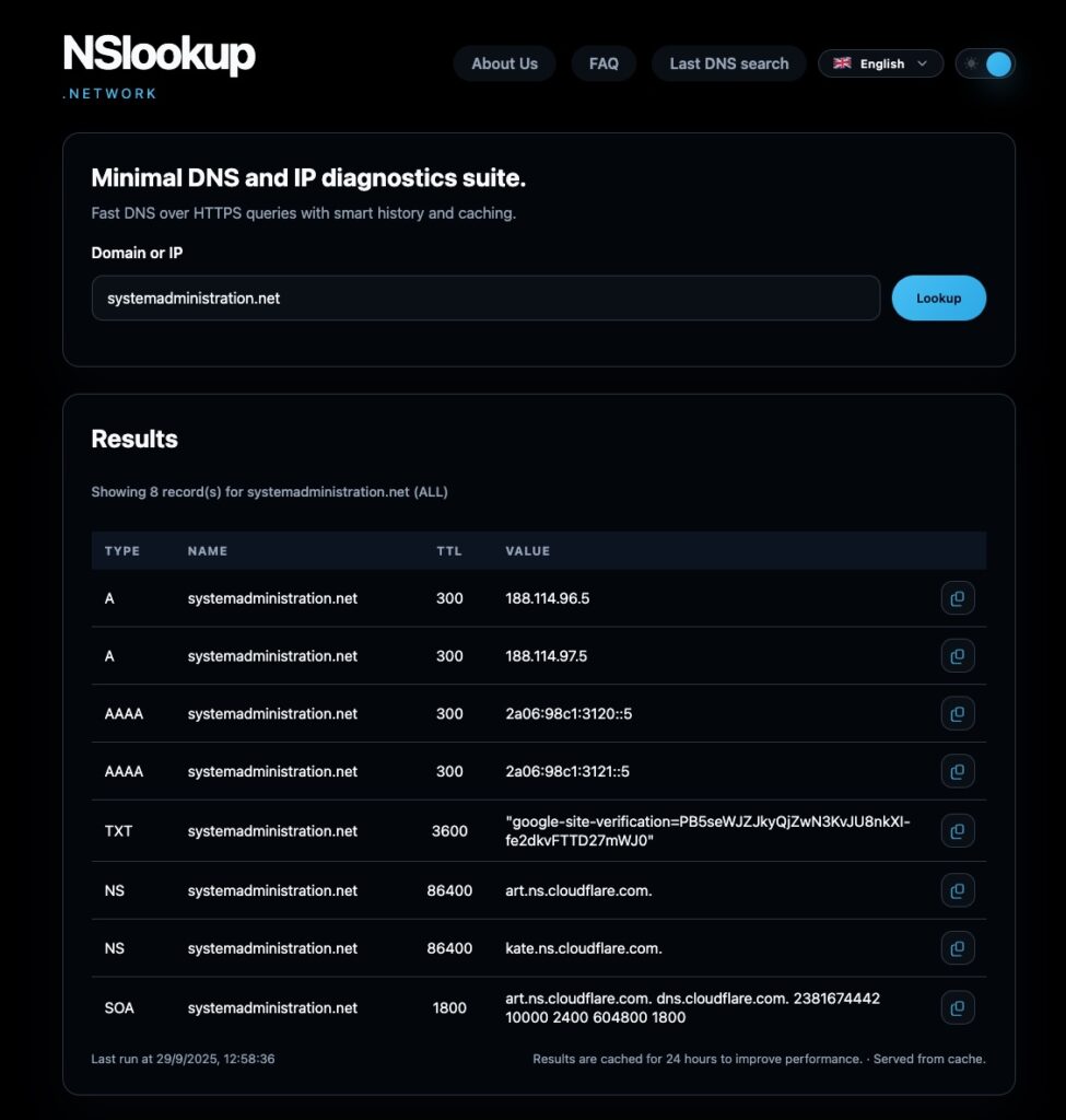 NSLookup.Network para administradores de sistemas: resolución autoritativa por DoH, trazabilidad y “permaliens” operables | nslookup network sysadministration