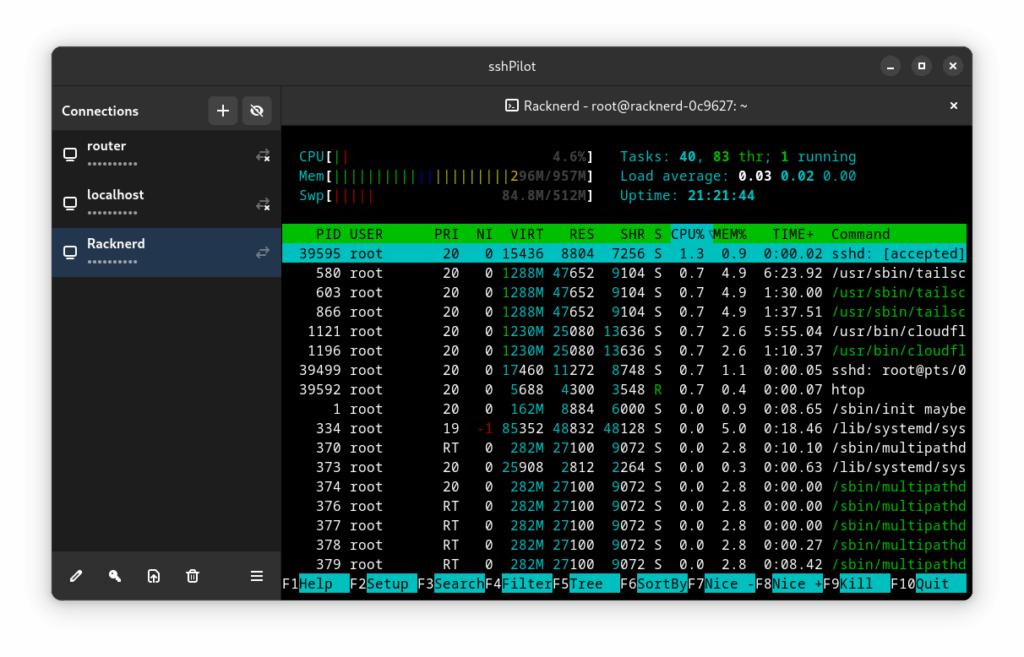 sshPilot, el gestor de conexiones SSH moderno que quiere jubilar a los “bloques de notas” del admin | sshpilot htop