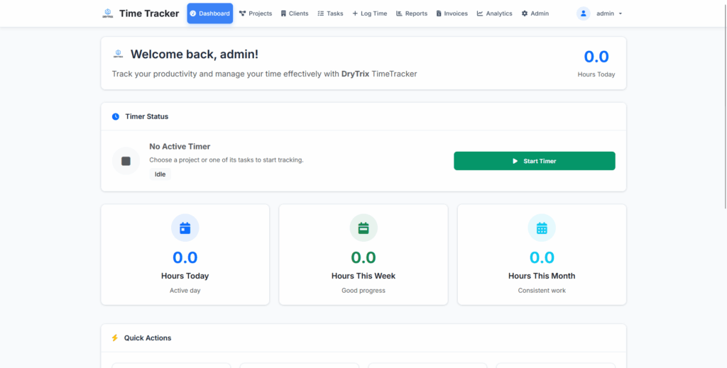 TimeTracker 1.3.0: la alternativa open source para el control de tiempo y proyectos | timetracker Dashboard