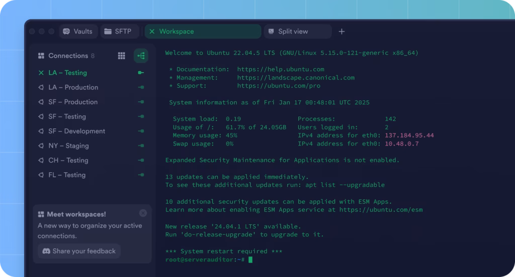 Administración de Sistemas. Inicio | termius ssh