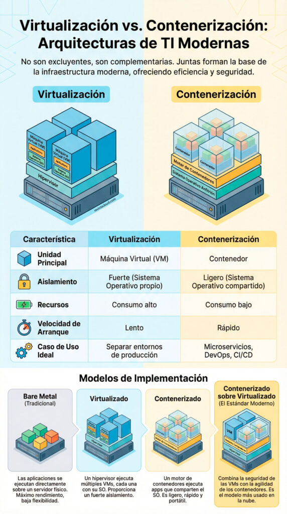 Virtualización vs. Contenedores: La Batalla que Nunca Existió y la Verdad que Tu Infraestructura Necesita | virtualizacion vs contenerizacion