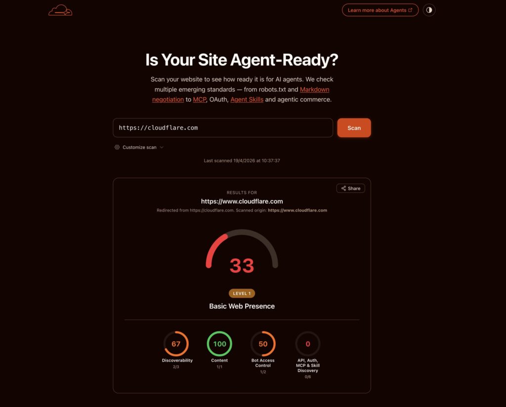 Cloudflare mueve ficha con Agent Readiness, pero AgentReady.md convence más a devs y sysadmins | is agent ready cloudflare
