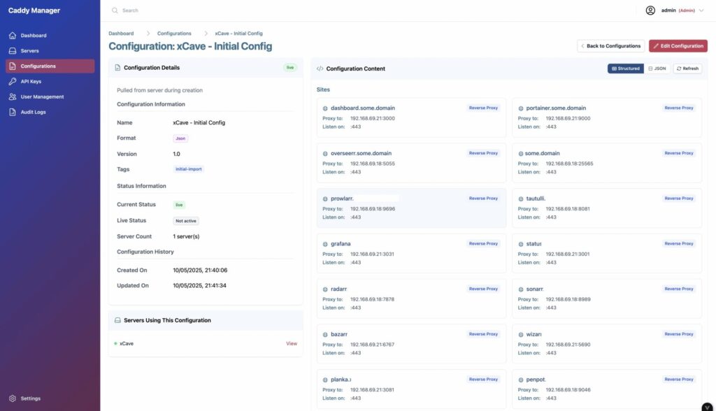 CaddyManager quiere simplificar la gestión de servidores Caddy2 desde una interfaz web | caddy manager config min