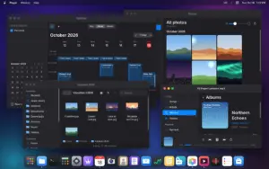 Escritorio de LordOS, la distribución Linux basada en Debian con servidor gráfico propio, en modo oscuro