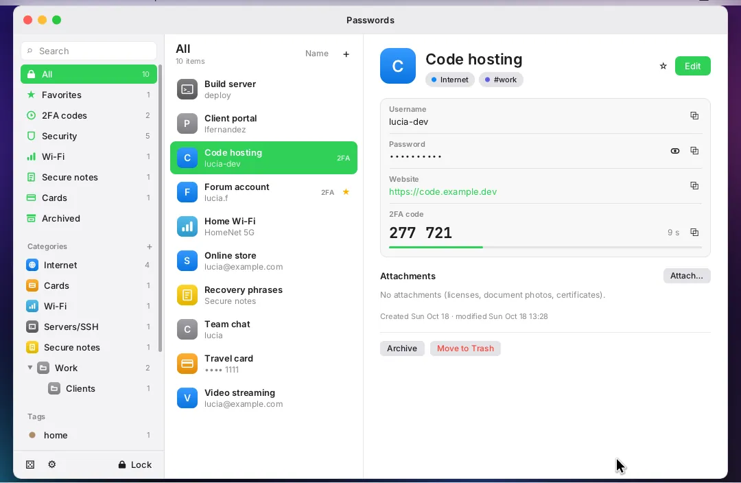 LordOS: la distribución Debian con servidor gráfico propio y cortafuegos visible App Contraseñas de LordOS con claves, códigos 2FA y tarjetas
